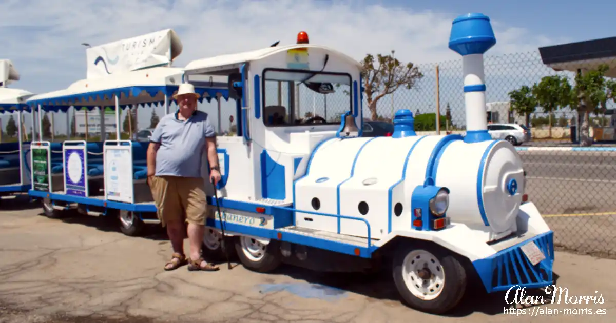 Alan Morris next to the Los Alcazares tourist train.